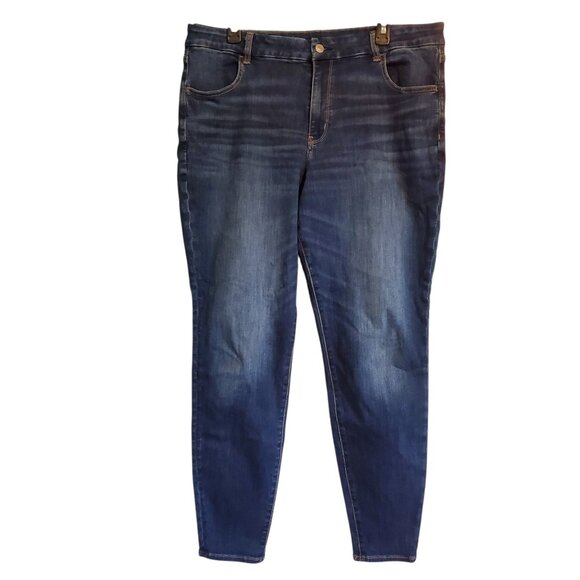 American Eagle Dark Wash Denim Curvy Jegging Stretch Blue Jeans Women's Size 18 - Picture 1 of 12